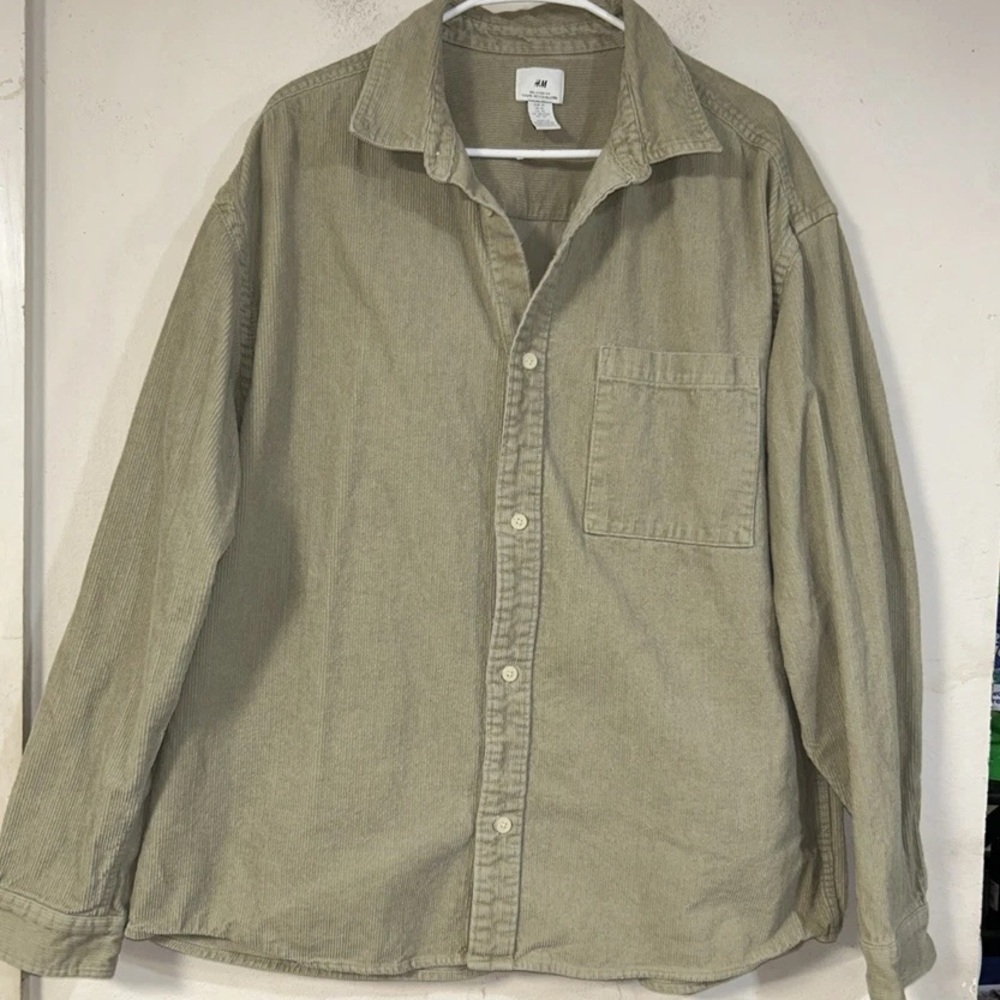 H&M Olive Green Corduroy Button-Up